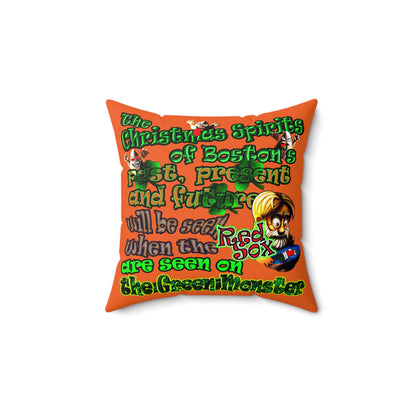 christmas spirits of boston - Spun Polyester Square Pillow - (orange)