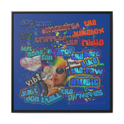 drop the beat - framed canvas art (dark blue)