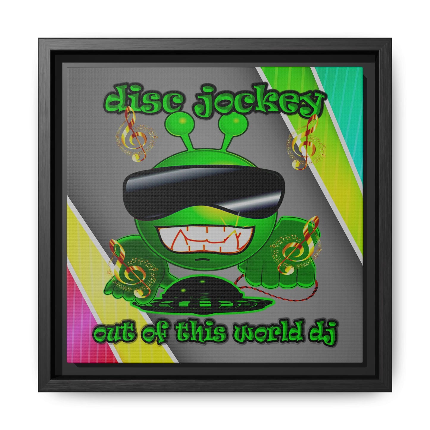 disc jockey - framed canvas art (rainbow split)