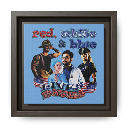 rw&b lives matter - framed canvas art (light blue)