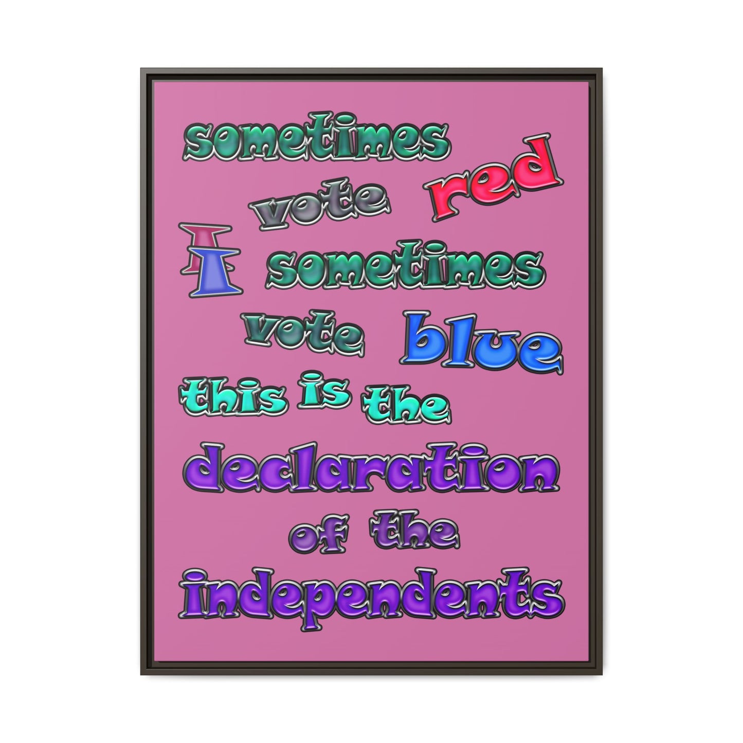 declaration of the independents - framed canvas art (light pink)