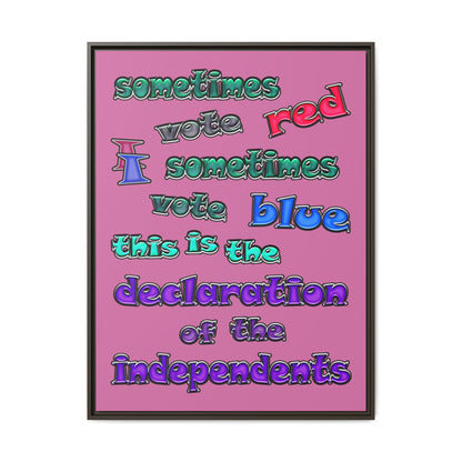 declaration of the independents - framed canvas art (light pink)
