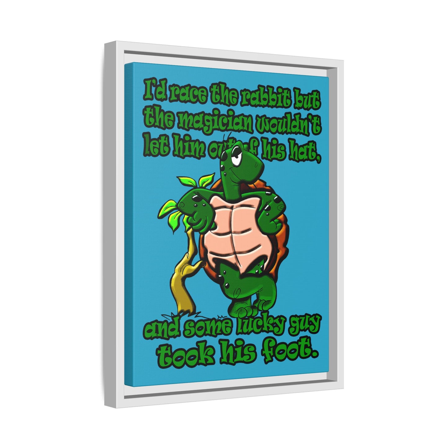 turtle race - framed canvas art (turquoise)