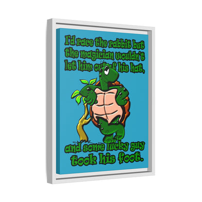 turtle race - framed canvas art (turquoise)