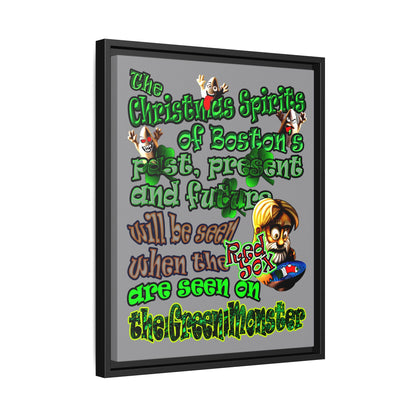 christmas spirits of boston - framed canvas art (grey)