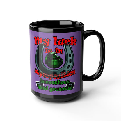 my luck - Black Mug (light purple)