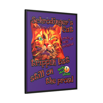 schrodinger's cat - framed canvas art (purple)