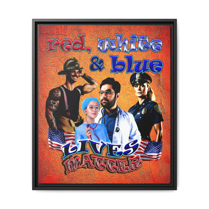 rw&b lives matter - framed canvas art (burnt orange)