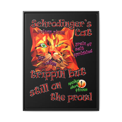 schrodinger's cat - framed canvas art (black)