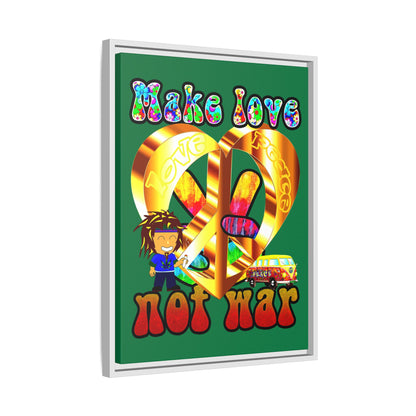 love peace - framed canvas art (dark green)