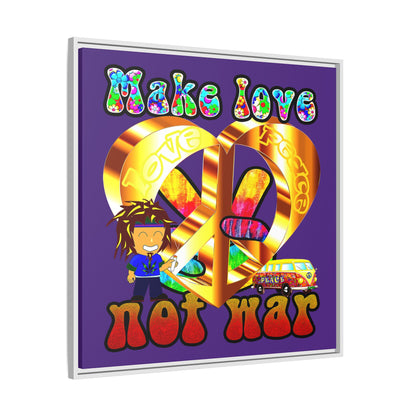 love peace - framed canvas art (purple)