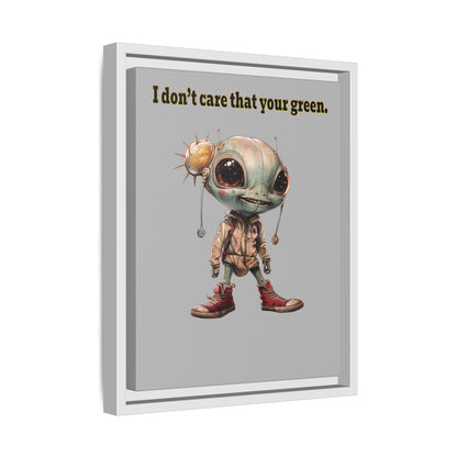 I don't care that your green - framed canvas art (light grey)