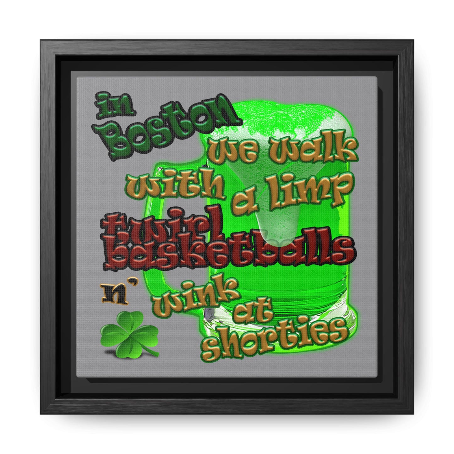 celtics logo - framed canvas art (grey)