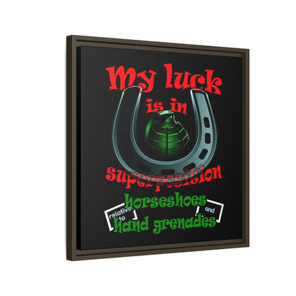 my luck - framed canvas art (black)