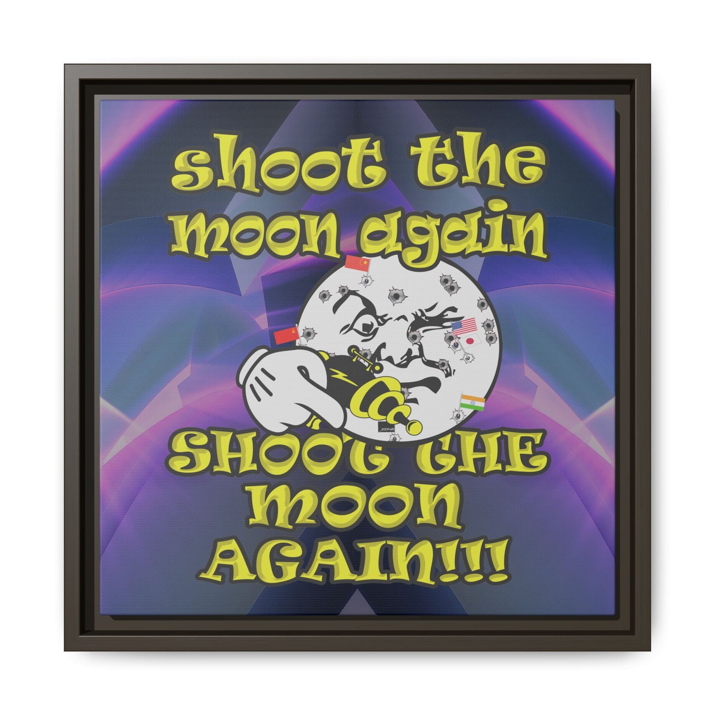 shoot the moon again - framed canvas art (grey-pink wave)