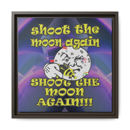 shoot the moon again - framed canvas art (grey-pink wave)