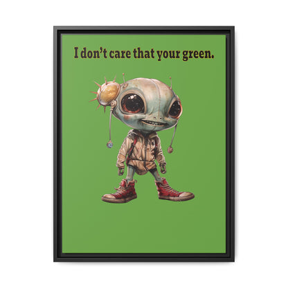 I don't care that your green - framed canvas art (green)