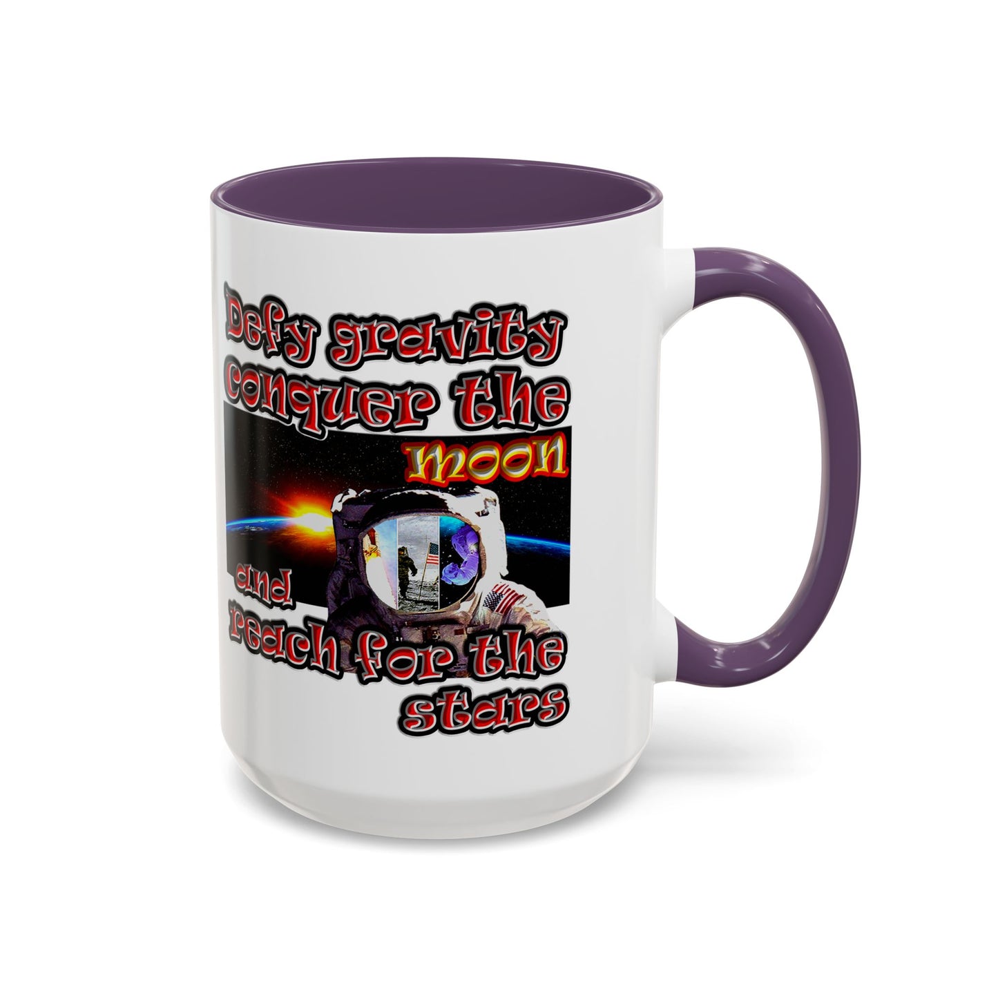 defy conquer reach - Accent Mug (white)