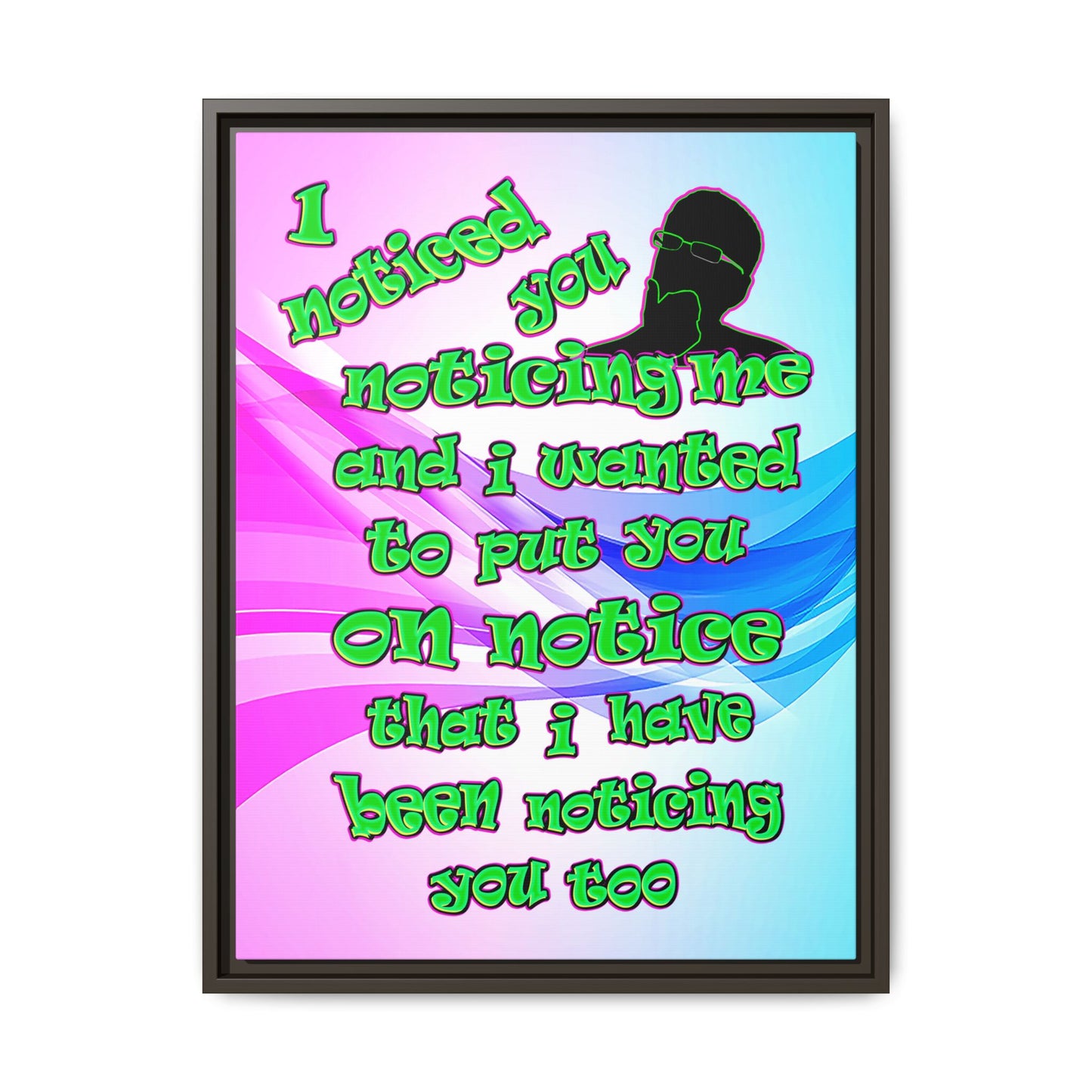 noticed you noticing - framed canvas art (light blue-pink wave)
