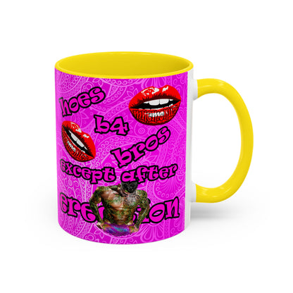 hoes b4 bros - Accent Mug (pink swirl)