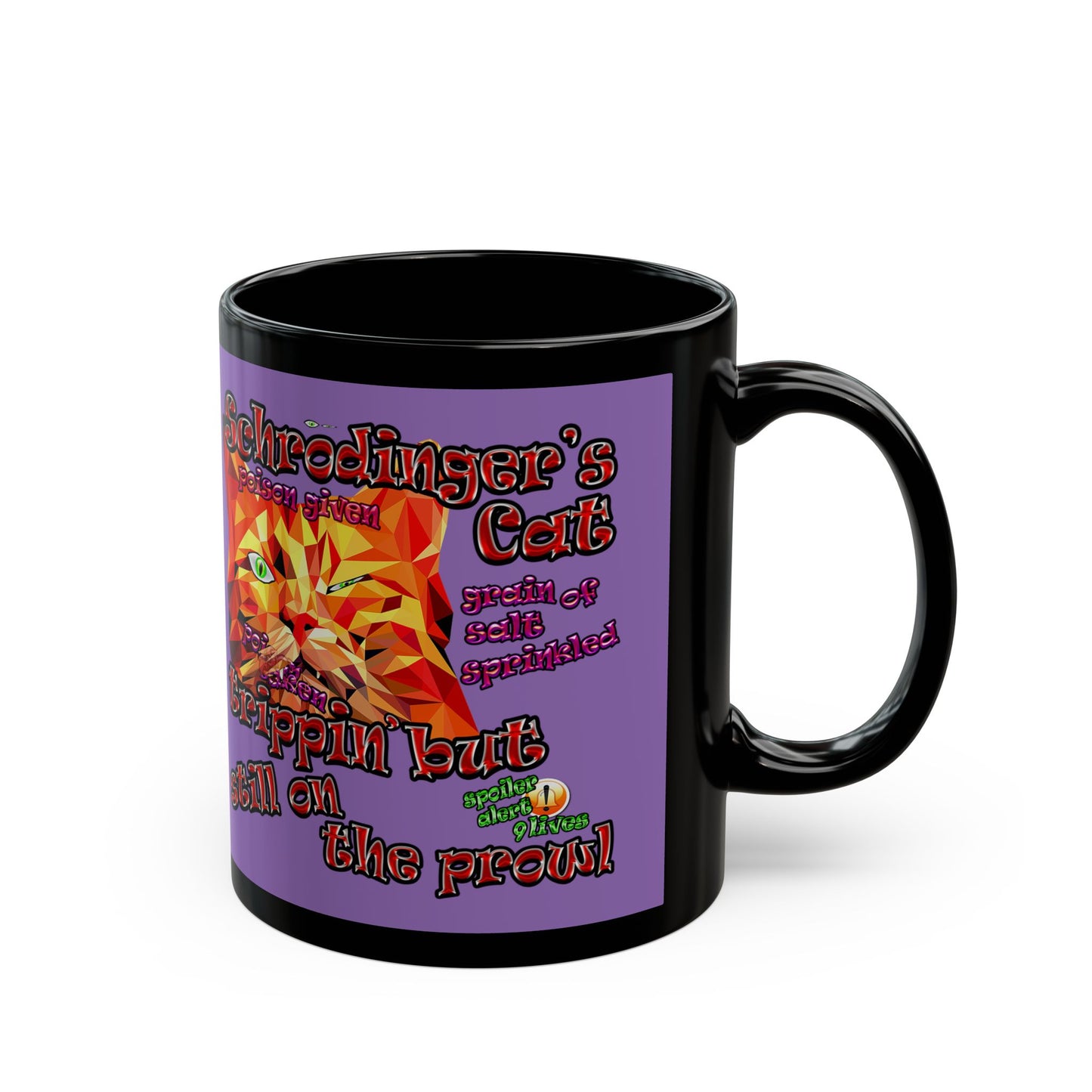 schrodinger's cat - Black Mug (light purple)