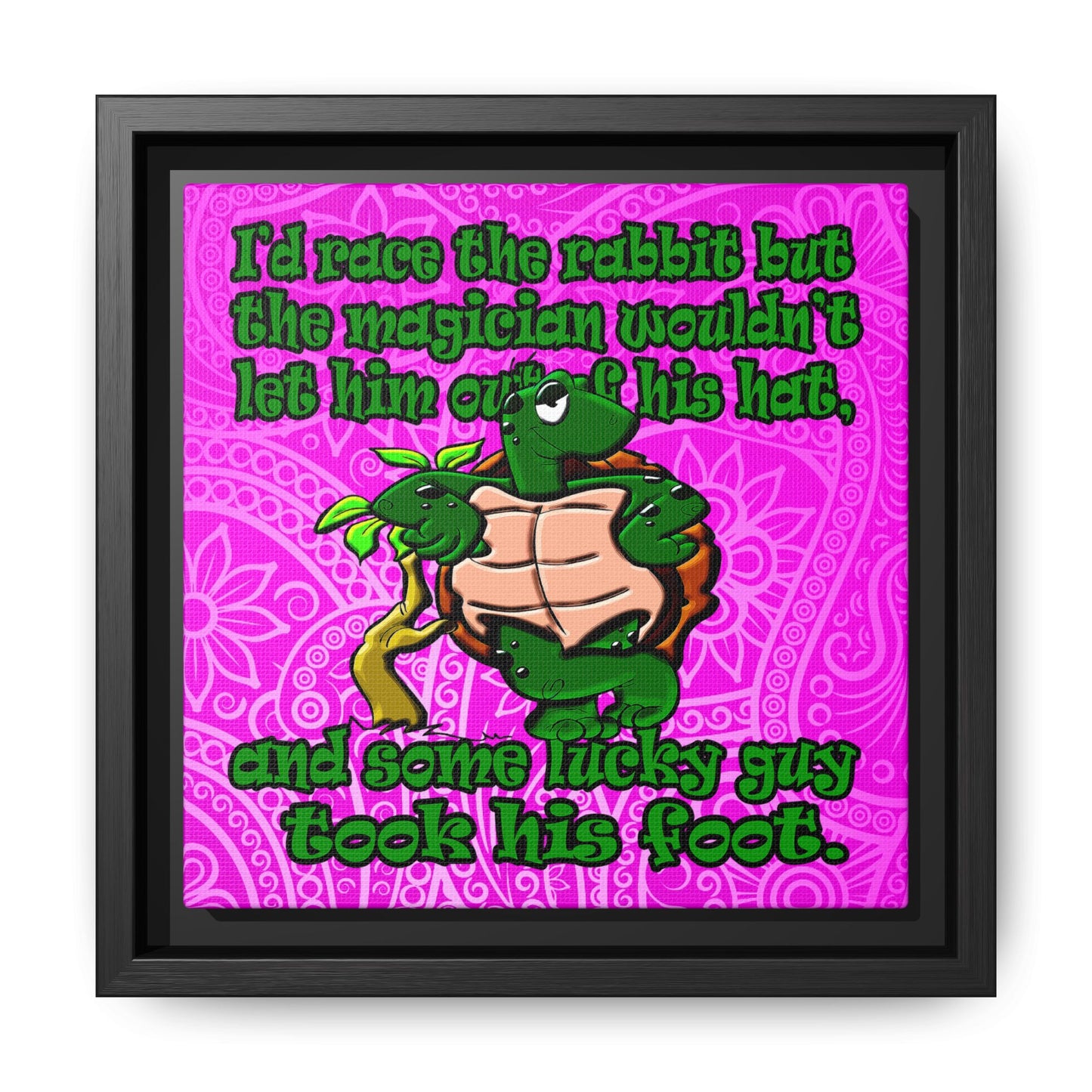 turtle race - framed canvas art (pink swirl)