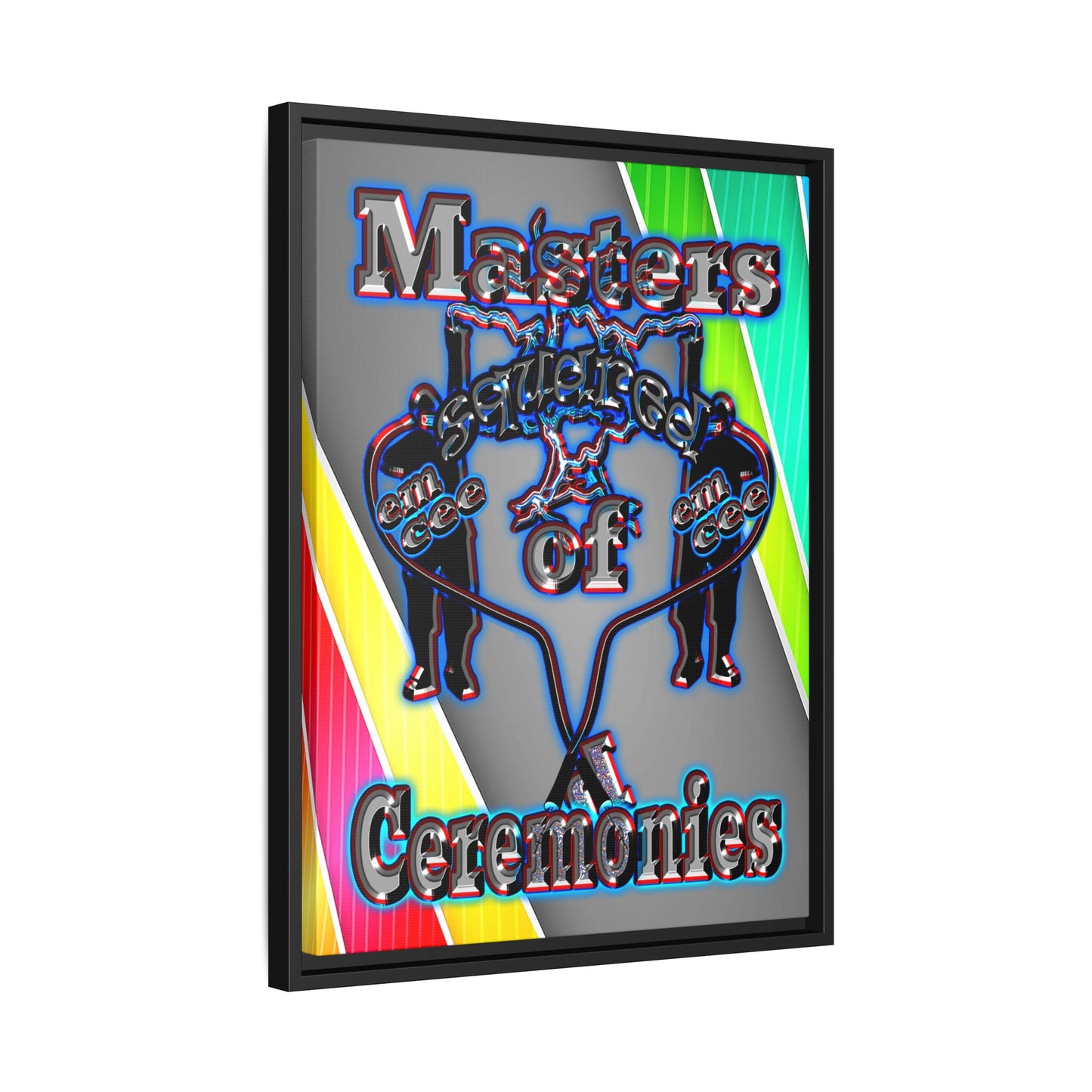 em cee squared - framed canvas art (rainbow split)