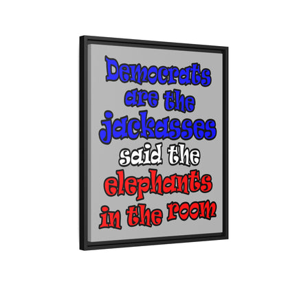 donkeys and elephants - framed canvas art (light grey)