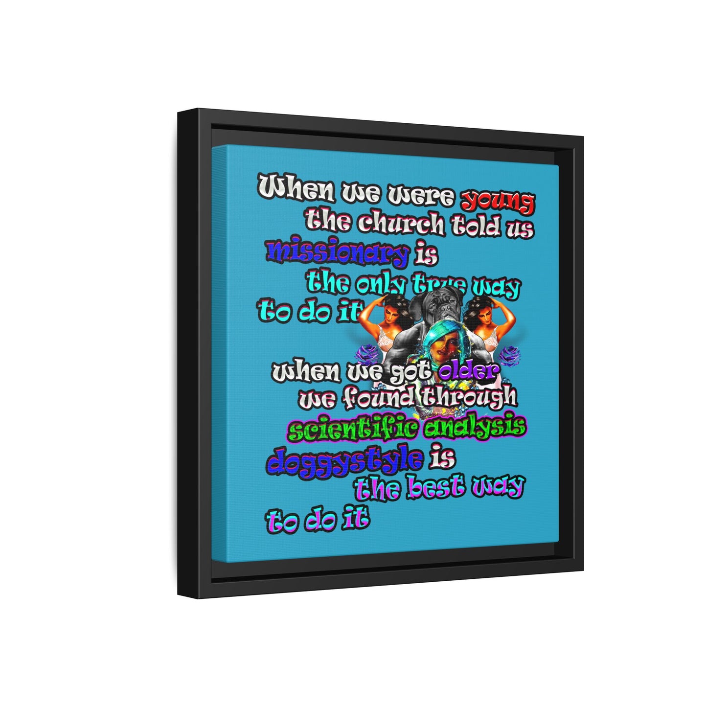 doggystyle - framed canvas art (turquoise)