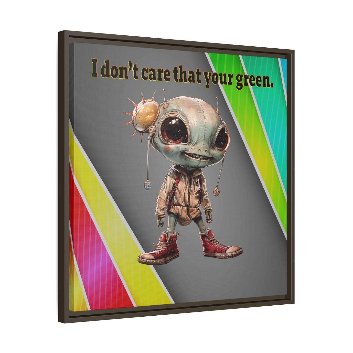 I don't care that your green - framed canvas art (rainbow split)
