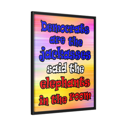 donkeys and elephants - framed canvas art (color blur)
