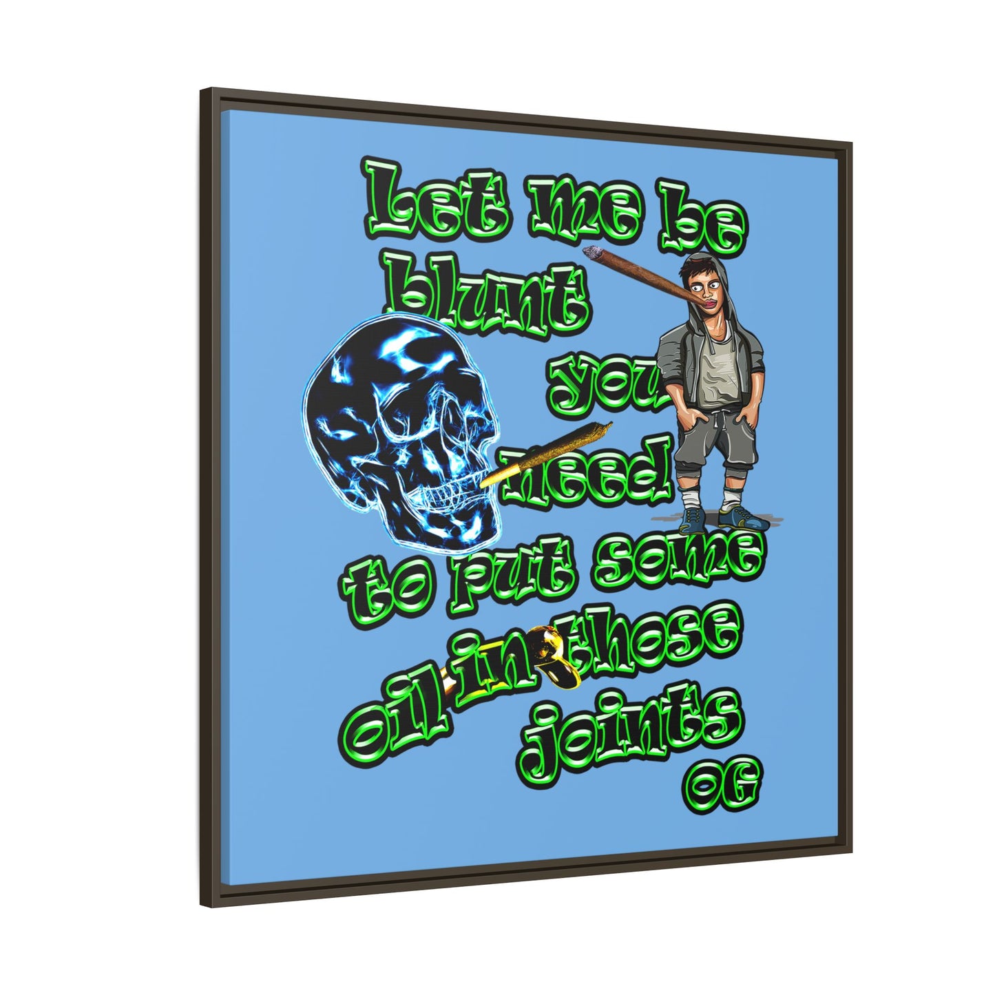 og - framed canvas art (light blue)
