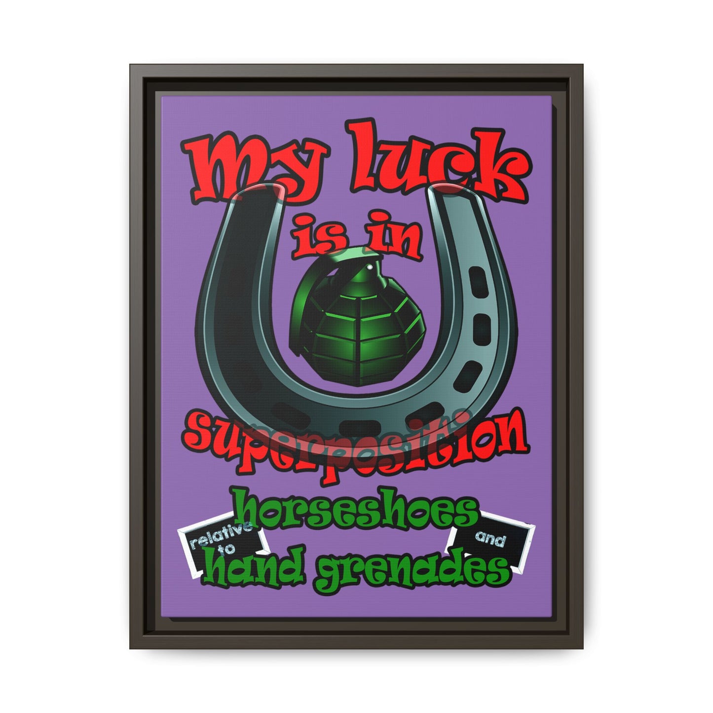 my luck - framed canvas art (light purple)