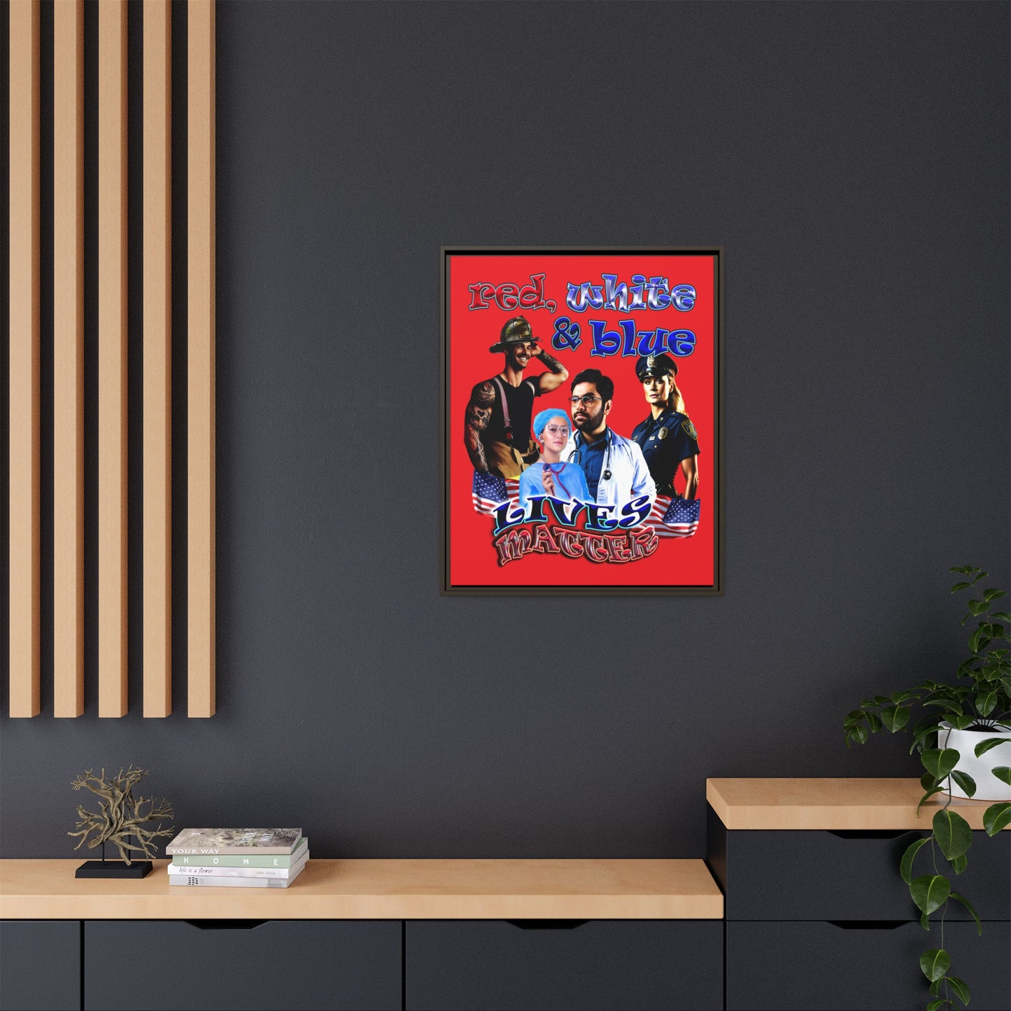 rw&b lives matter - framed canvas art (red)