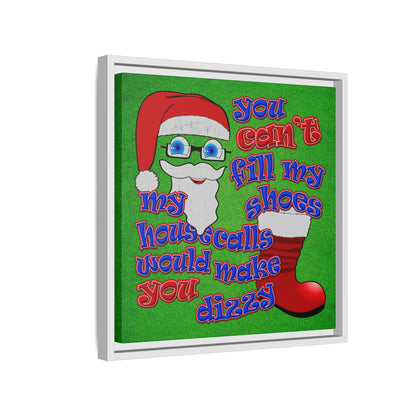 santa's shoes - framed canvas art (green turf)