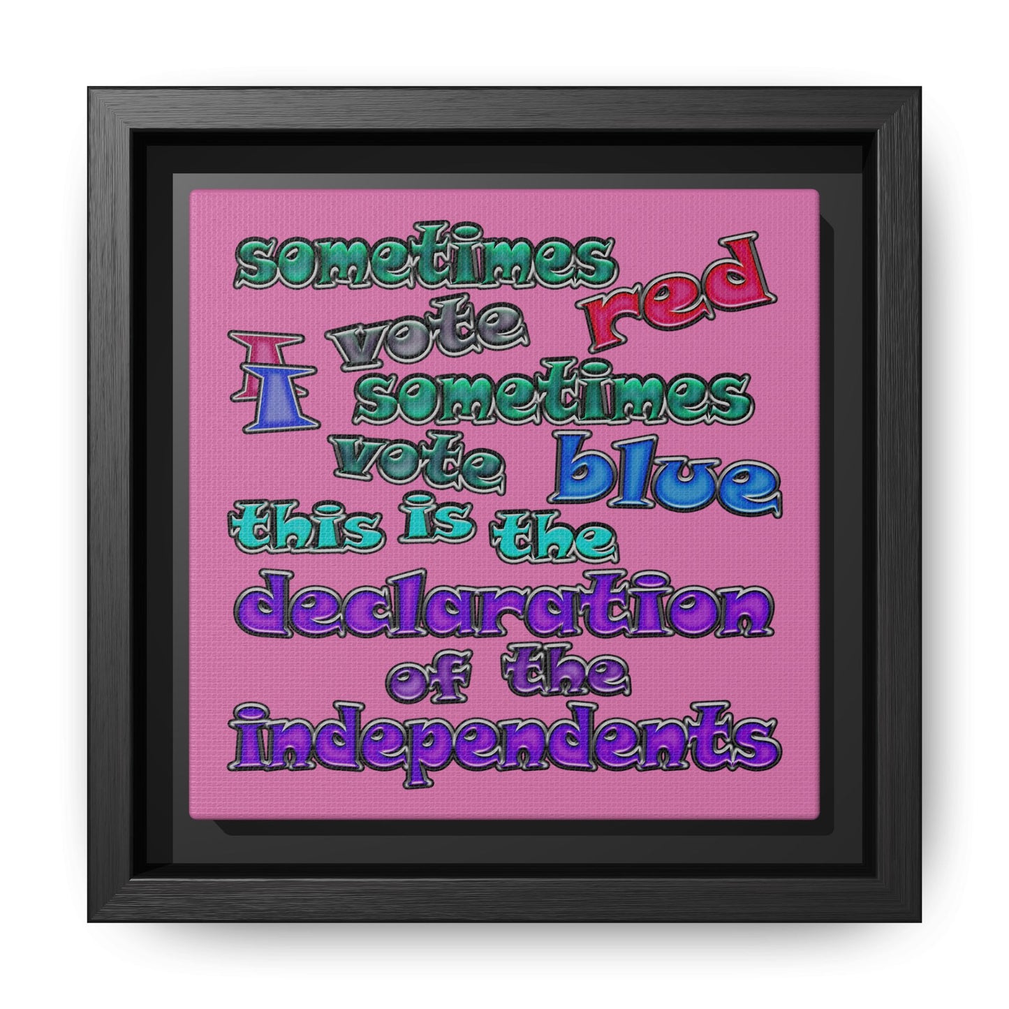 declaration of the independents - framed canvas art (light pink)