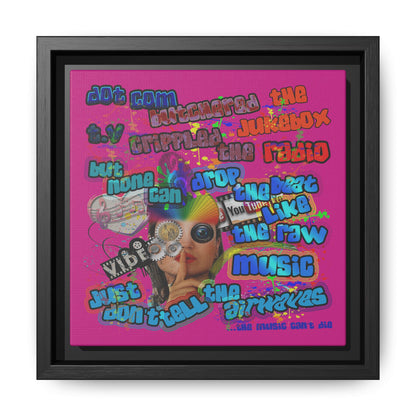 drop the beat - framed canvas art (pink)