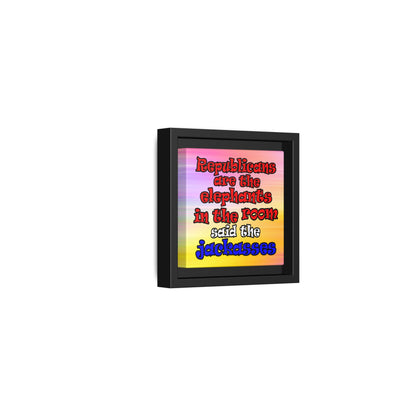 donkeys and elephants - framed canvas art (color blur)