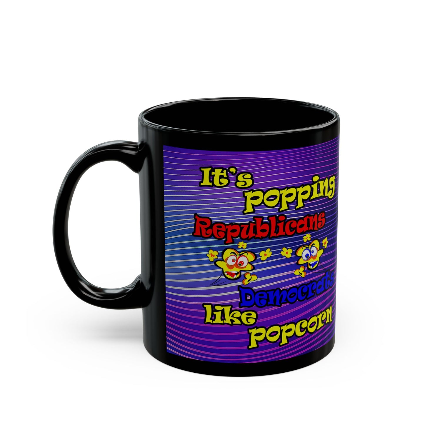 popping like popcorn - Black Mug (purple wave)