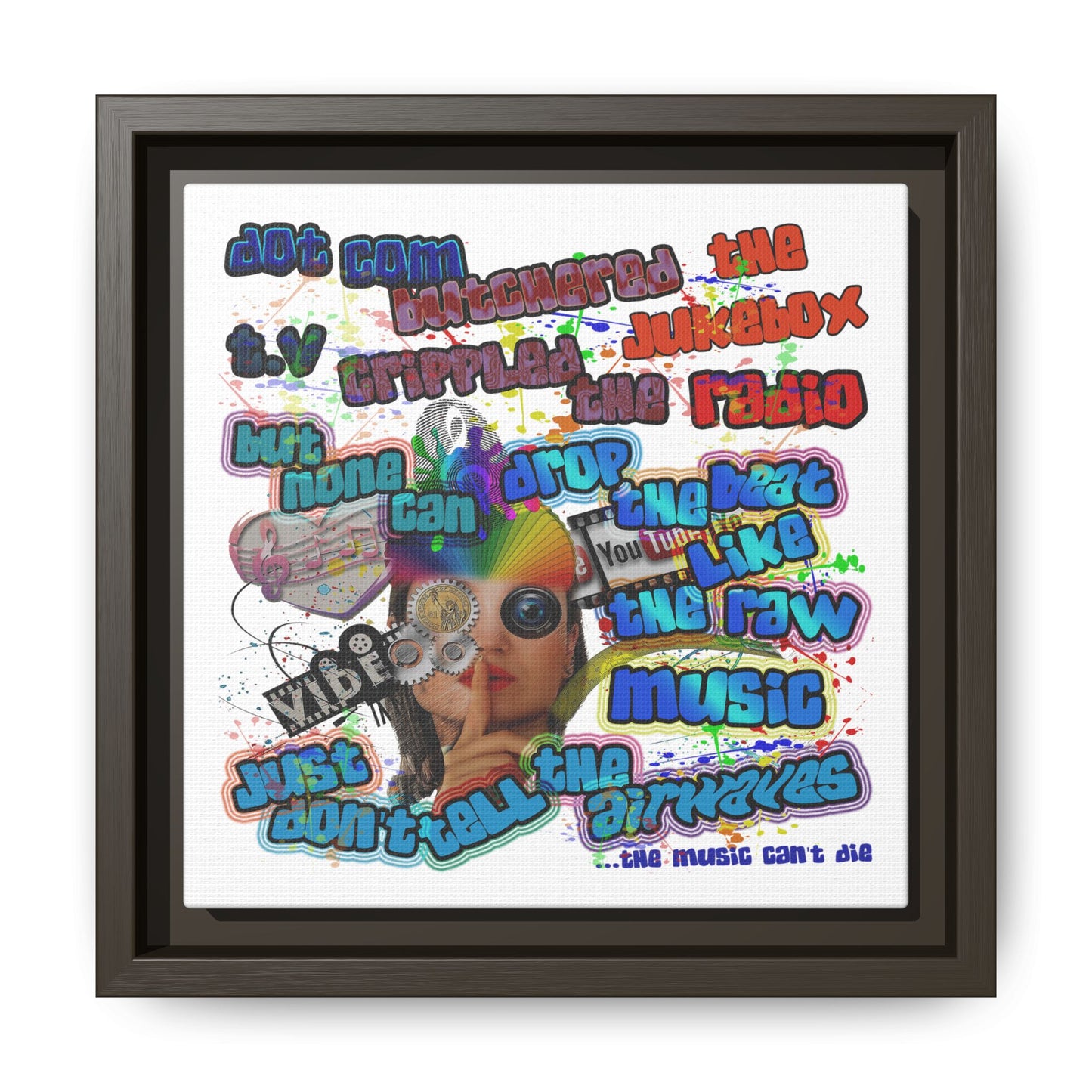 drop the beat - framed canvas art (white)