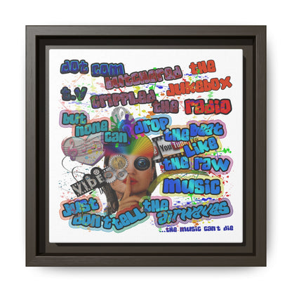 drop the beat - framed canvas art (white)