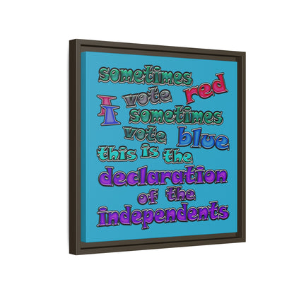 declaration of the independents - framed canvas art (turquoise)
