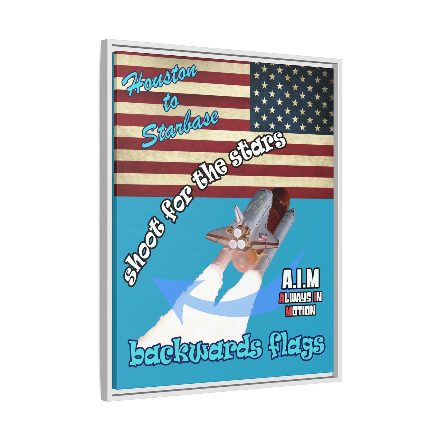 shoot for the stars - framed canvas art (turquoise)