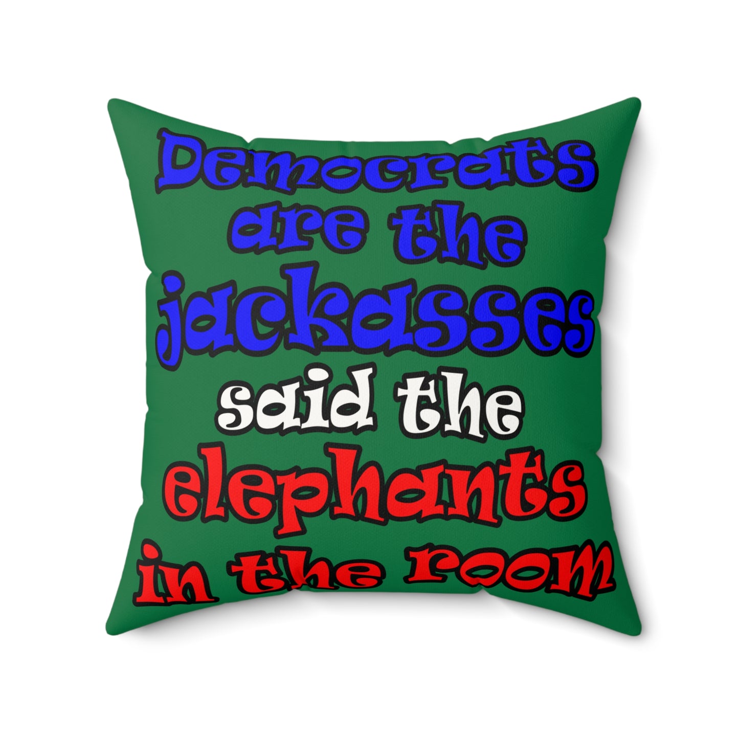 donkeys and elephants - Faux Suede Square Pillow - (dark green)