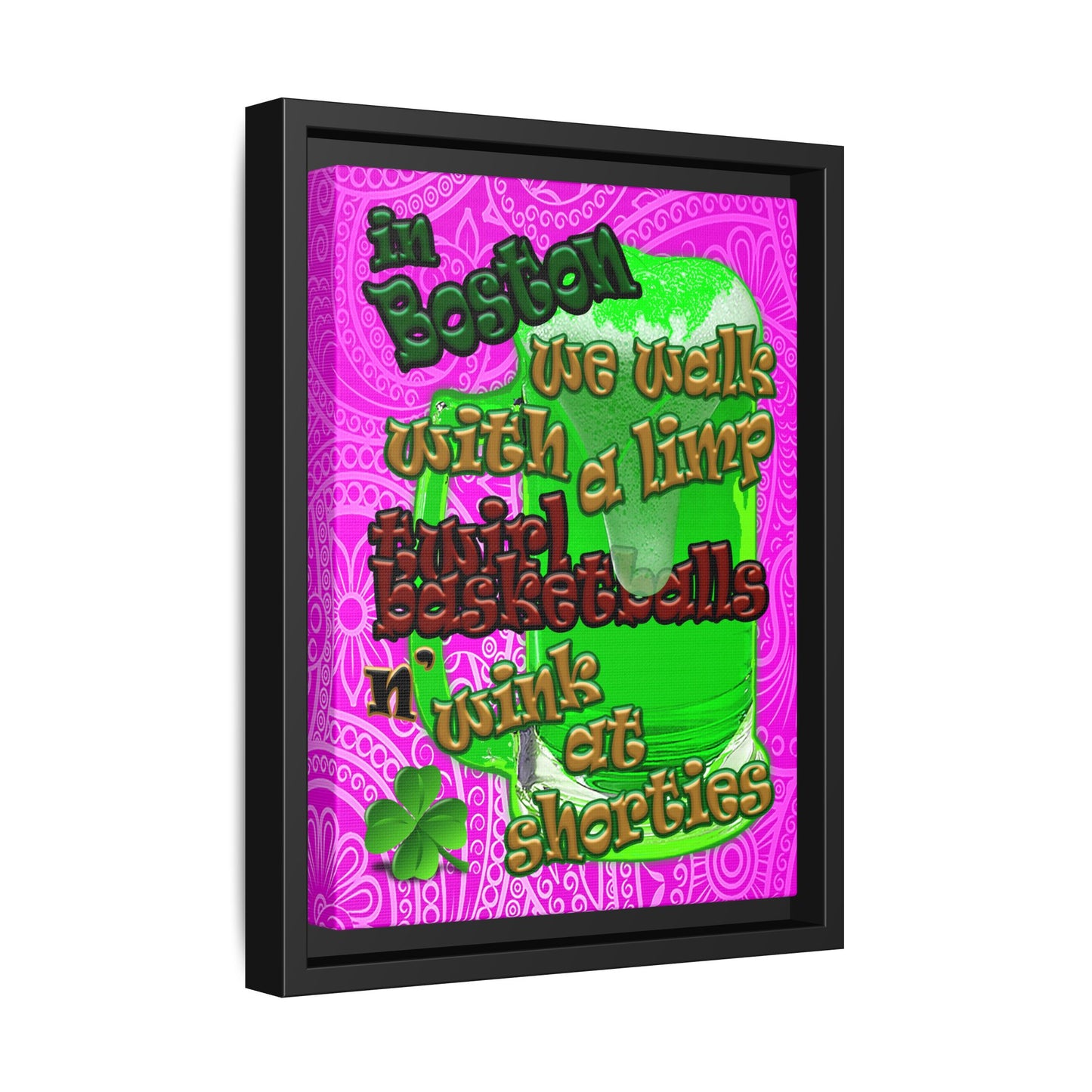 celtics logo - framed canvas art (pink swirl)