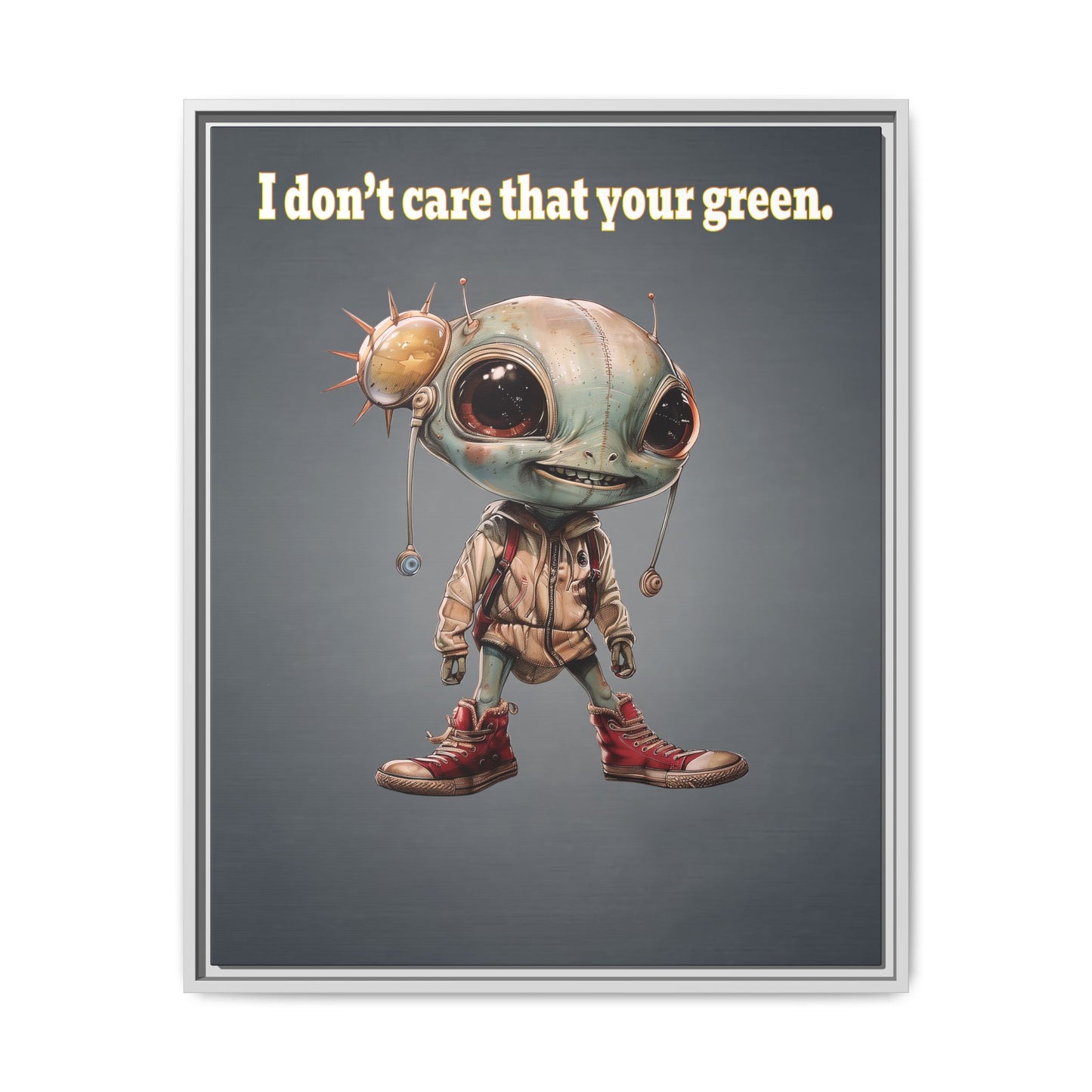 I don't care that your green - framed canvas art (grey-light grey)