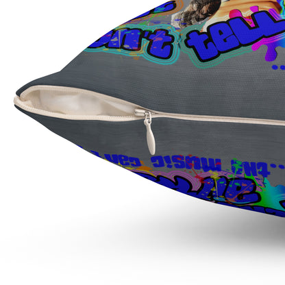drop the beat - Spun Polyester Square Pillow - (grey-light grey)