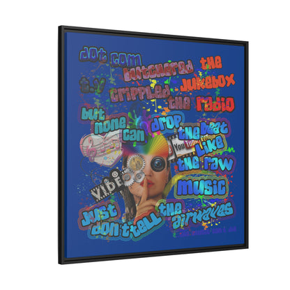drop the beat - framed canvas art (dark blue)