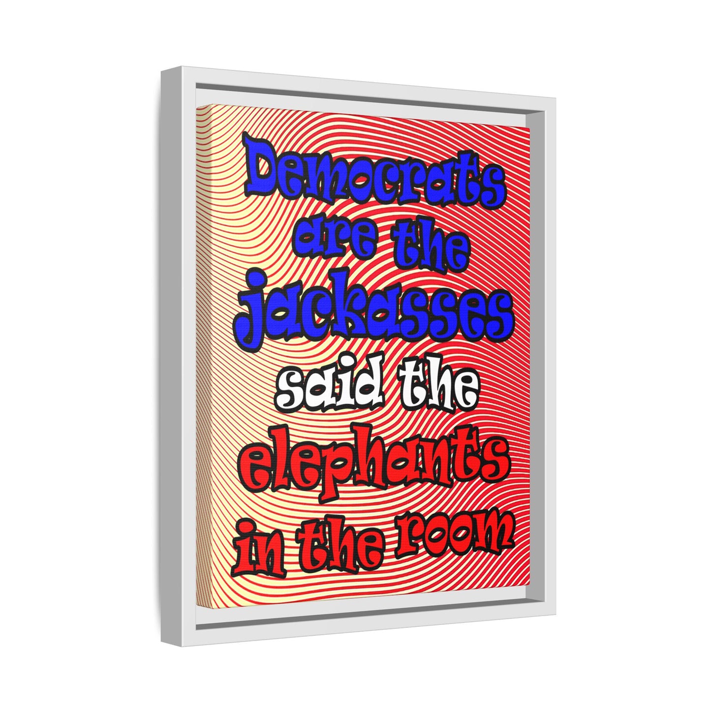 donkeys and elephants - framed canvas art (yellow-orange wave)