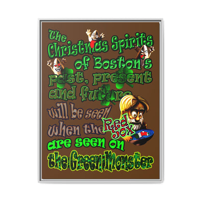 christmas spirits of boston - framed canvas art (brown)